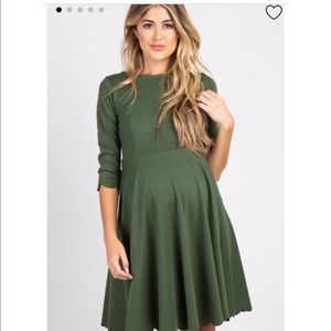 Pinkblush Olive Color Scallop Hem Dress -Maternity